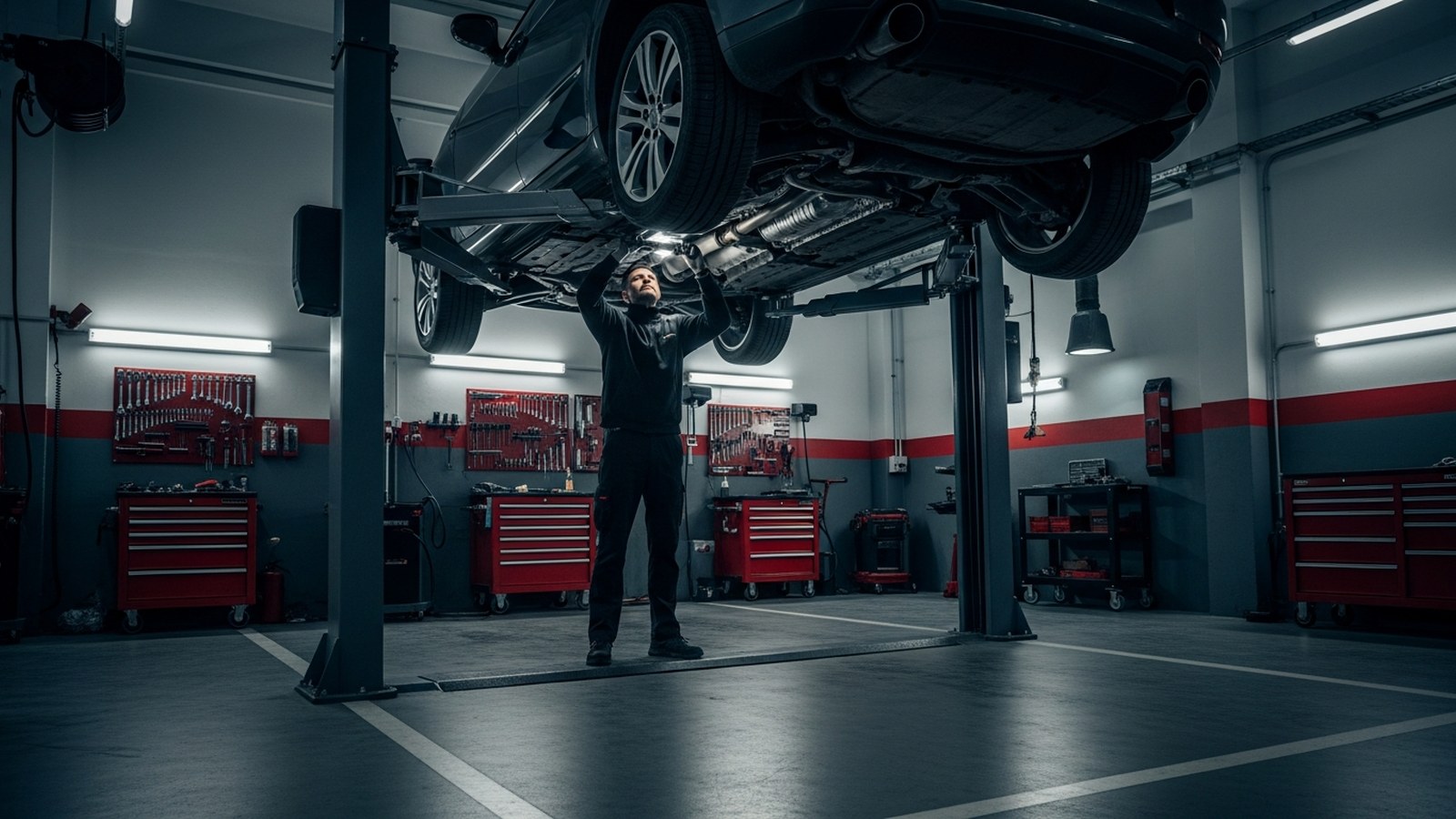 SÇ Grup Otomotiv atölye içi — lift ve mekanik onarım